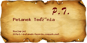 Petanek Teónia névjegykártya